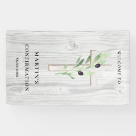 Witte houtkruisbevestigingspanner spandoek