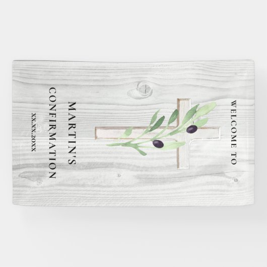 Witte houtkruisbevestigingspanner spandoek (Horizontaal)