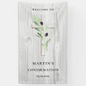 Witte houtkruisbevestigingspanner spandoek (Verticaal)