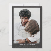 Witte Houtskool Grijs 70s Retro Stripes Huwelijk Save The Date (Voorkant)