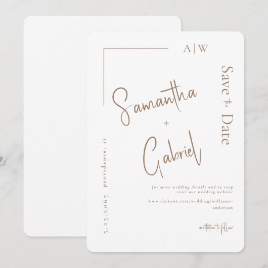 Witte Huidige Trouw Save the Date  (Voorkant / Achterkant)