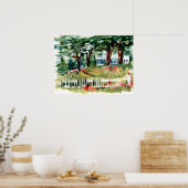 Witte Huis Amerikaanse Vlag Bos Bomen Poster (Keuken)