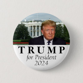Witte Huis Donald Trump voor President 2024 Foto Ronde Button 5,7 Cm