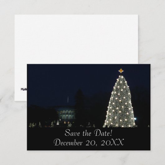 Witte Huis en Nationale Boom sparen de Datum Save The Date (Voorkant / Achterkant)