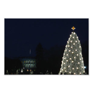 Witte Huis en Nationale Kerstfeestdag rond de bome Foto Afdruk