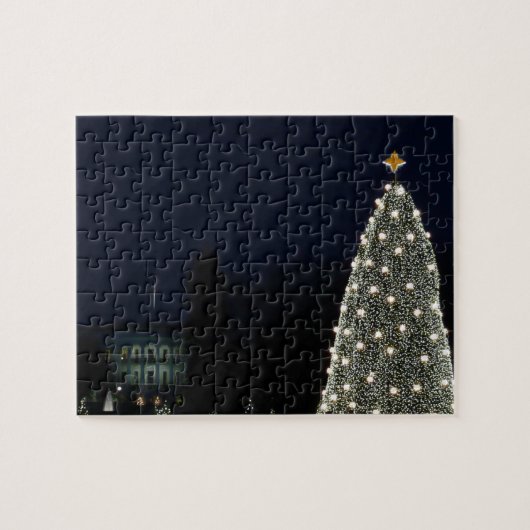 Witte Huis en Nationale Kerstfeestdag rond de bome Legpuzzel (Horizontaal)