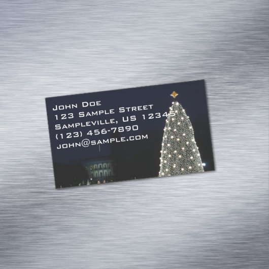 Witte Huis en Nationale Kerstfeestdag rond de bome Magnetisch Visitekaartje (Voorbeeld)