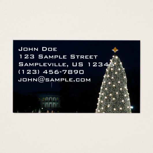 Witte Huis en Nationale Kerstfeestdag rond de bome Visitekaartje (Voorkant)