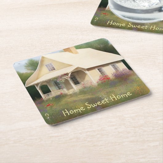 Witte Huis Housewarming Kartonnen Onderzetters (Schuin)