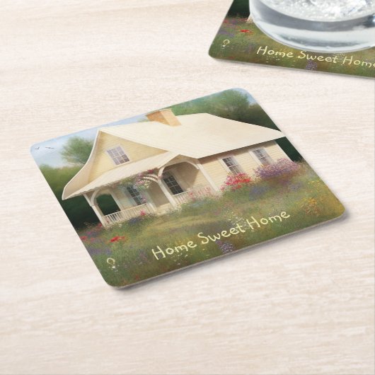 Witte Huis Housewarming Kartonnen Onderzetters (Schuin)