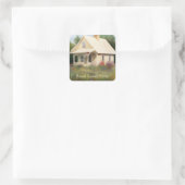 Witte Huis Housewarming Vierkante Sticker (Tas)