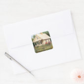 Witte Huis Housewarming Vierkante Sticker (Envelop)
