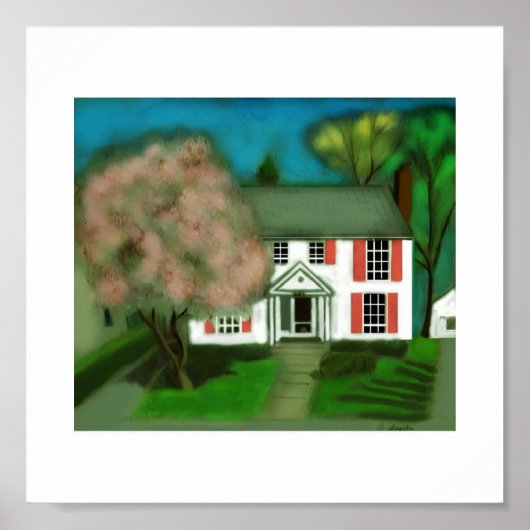 Witte Huis in de buitenwijken Print (Voorkant)