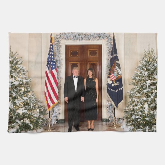 Witte Huis Kerstmis Donald Trump & Melania Theedoek (Horizontaal)