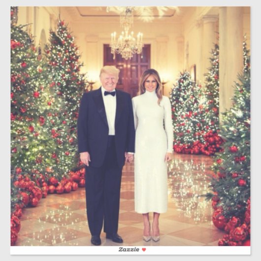 Witte Huis Kerstmis President Donald Trump Sticker (Vel)