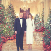 Witte Huis Kerstmis President Donald Trump Sticker (Voorkant)