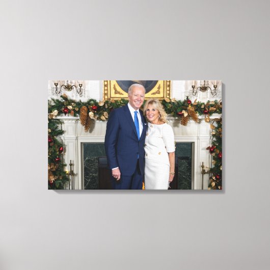 Witte Huis Kerstmis President Joe Biden Foto Canvas Afdruk (Voorkant)