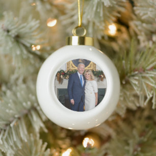 Witte Huis Kerstmis President Joe Biden Foto Keramische Bal Ornament