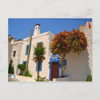 Witte Huis met Blauwe Doorweg Briefkaart