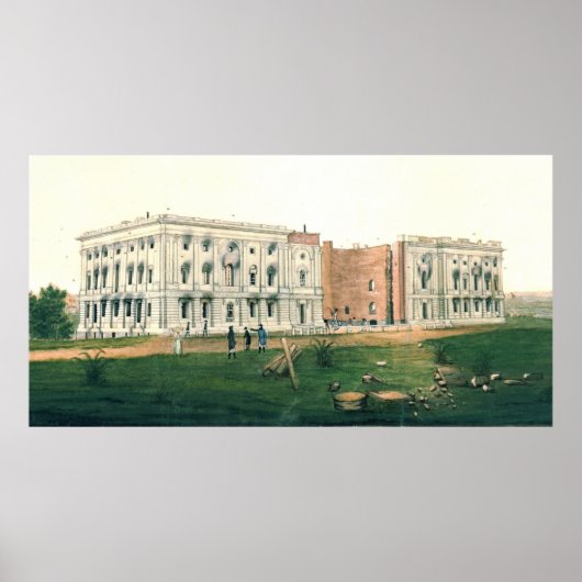 Witte Huis na Britse aanval 1814 Poster (Voorkant)