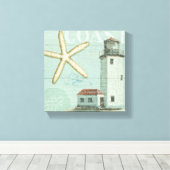 Witte Huis op strand Canvas Afdruk (Insitu (Houten vloer))