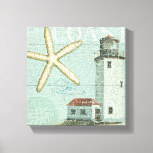 Witte Huis op strand Canvas Afdruk