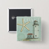 Witte Huis op strand Vierkante Button 5,1 Cm (Voorkant /achterkant)