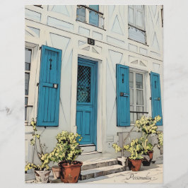  Witte Huis Plant Blauw Grijs ScrapbookPaper