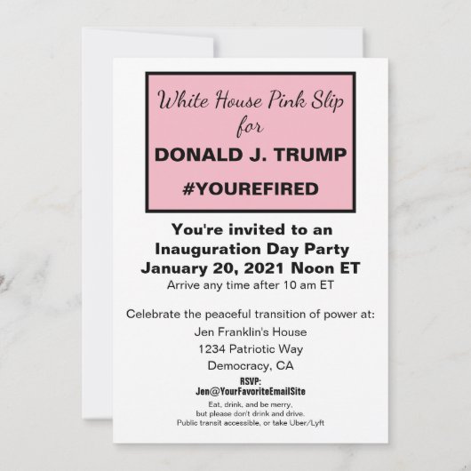 Witte Huis Roze Slip Ideeën van Trump Downloadbaar Kaart (Achterkant)