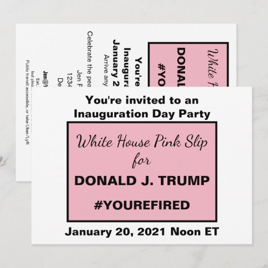 Witte Huis Roze Slip Ideeën van Trump Downloadbaar Kaart (Voorkant / Achterkant)