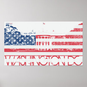 Witte Huis - Washington DC - Verenigde Staten vlag Poster