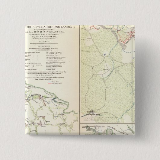 Witte HuisHarrison's landing Vierkante Button 5,1 Cm (Voorkant)