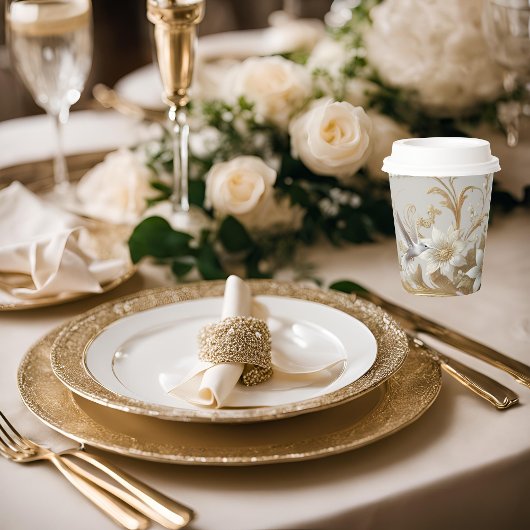 Witte Hummingbird Fancy papieren beker met deksel