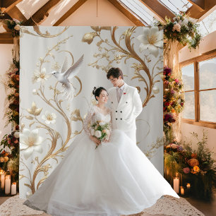 Witte Hummingbird Minimalistische Achtergrond Wandkleed