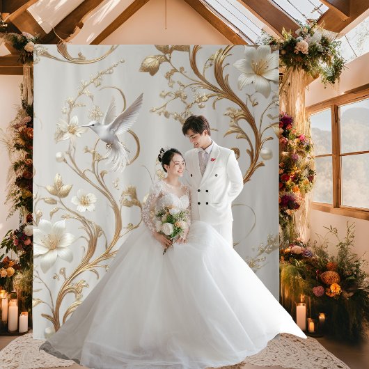 Witte Hummingbird Minimalistische Achtergrond Wandkleed