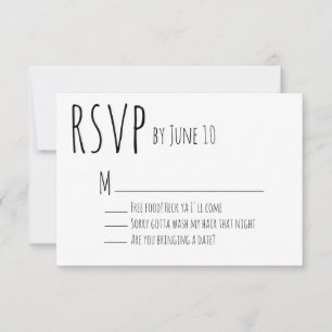 Witte humoristische trouw-RSVP kaart