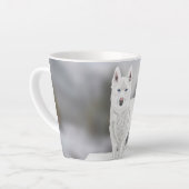 Witte Husky Latte Mok (Linkerhoek)