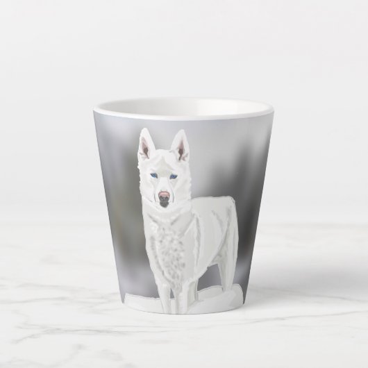 Witte Husky Latte Mok (Voorkant)