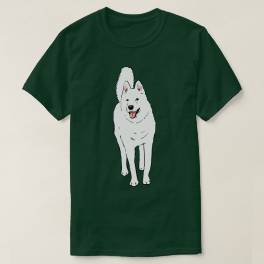 Witte Husky met blauwe ogen T-shirt (Design voorkant)