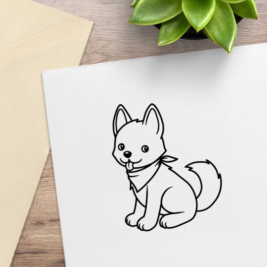 Witte Husky Puppie Hond Kleur Me Rubberstempel