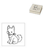 Witte Husky Puppie Hond Kleur Me Rubberstempel (Gestempeld)