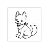 Witte Husky Puppie Hond Kleur Me Rubberstempel (Afrduk)