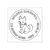 Witte Husky Puppy Hond Ronde Adres Rubberstempel (Afrduk)