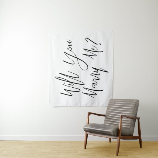 Witte huwelijksaanzoek achtergrond Wil je met me t Wandkleed (In situ)