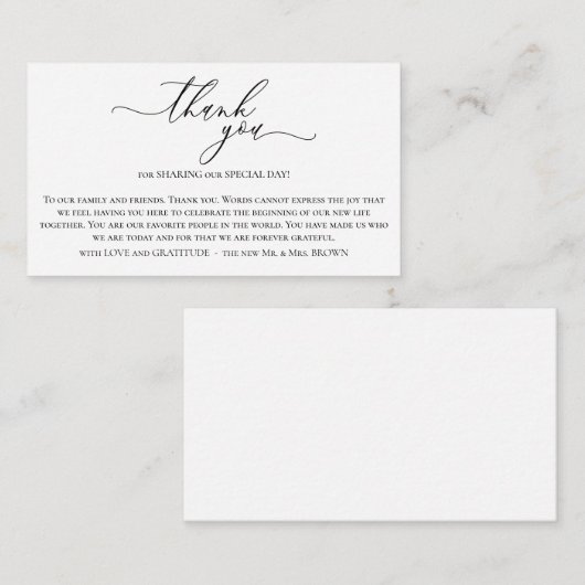 Witte huwelijksfeest ceremonie foto dank je informatiekaartje (Voorkant / Achterkant)