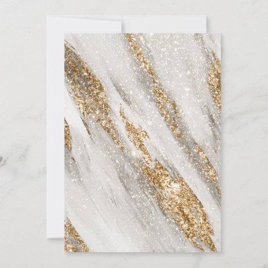 Witte huwelijksuitnodiging met gouden penseelstrek kaart (Achterkant)