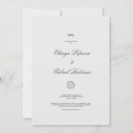 Witte huwelijksuitnodiging met gouden penseelstrek kaart