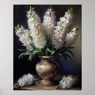 Witte Hyacint Bloemen Art Print Poster