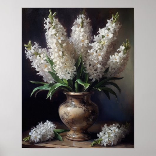 Witte Hyacint Bloemen Art Print Poster (Voorkant)