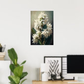 Witte Hyacint Bloemenkunst Print Poster (Thuiskantoor)